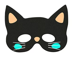 Folat 67990 Halloween maska kot - kot maska na karnawał Halloween święta i imprezy karnawałowe, maska na twarz czarny kot - Moda i Uroda OUTLET - miniaturka - grafika 1