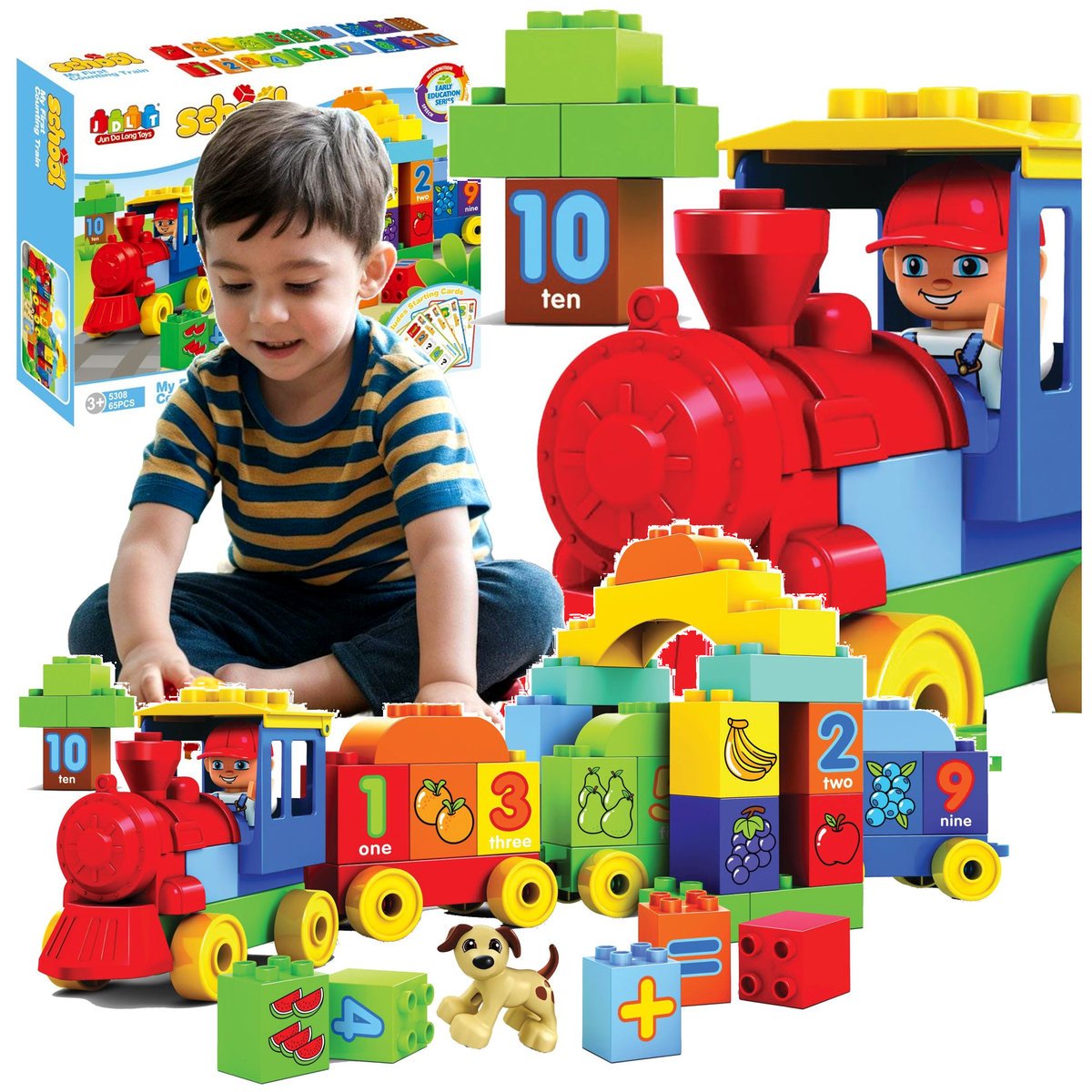 KLOCKI KONSTRUKCYJNE ZESTAW EDUKACYJNY POCIĄG 65 EL. DLA DZIECI NA PREZENT