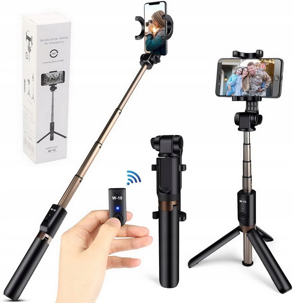 Selfie stick kijek uchwyt tripod statyw pilot bluetooth solidny czarny