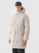 Kurtki męskie - Męski płaszcz puchowy pikowany Outhorn OTHWAW24TDJAM638 - beżowy - miniaturka - grafika 1