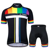 Spodenki rowerowe - SPODENKI ROWEROWE KOSZULKA NA ROWER TERMOAKTYWNA LGBT TĘCZOWA X-TIGER PRO - miniaturka - grafika 1