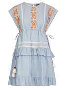 Sukienki - APART letnia sukienka z haftem, niebiesko-pomarańczowa, S, niebieski pomarańczowy, S - miniaturka - grafika 1