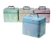 Kosmetyczki, organizery i kuferki - Adar Kuferek L z lusterkiem na zamek 23x18x15cm Mix - miniaturka - grafika 1