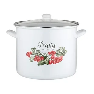 Garnek emaliowany wysoki KALINA z pokrywką 28 cm 14 l - Garnki - miniaturka - grafika 1