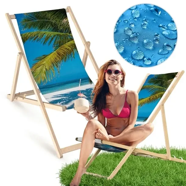 Leżak Drewniany WAKACYJNY PLAŻA MORZE PALMA Ogrodowy Plażowy Bukowy