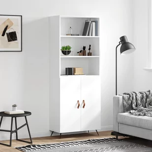 vidaXL Witrynka, biała, 69,5x34x180 cm, materiał drewnopochodny - Witryny - miniaturka - grafika 1