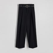 Spodnie damskie - Reserved - Spodnie z paskiem - Czarny - miniaturka - grafika 1
