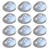 Lampy ogrodowe - vidaXL Ścienne lampy solarne LED na zewnątrz, 12 szt, okrągłe, srebrne - miniaturka - grafika 1