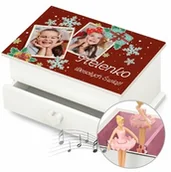 Pozytywki dla dzieci - Szkatułka na biżuterię z pozytywką i szufladką z kolażem zdjęć dla dziewczynki na święta - miniaturka - grafika 1