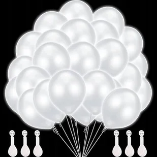Białe Świecące Balony LED Świecą do 24 Godzin Zestaw 20 Sztuk na Imprezę - Balony i akcesoria - miniaturka - grafika 1