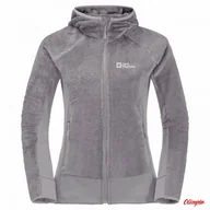 Kurtki i kamizelki sportowe męskie - Damska kurtka polarowa Jack Wolfskin ROTWAND HOODED FZ seagull - miniaturka - grafika 1