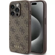 Etui i futerały do telefonów - Guess GUHCP15LG4GFBR iPhone 15 Pro 6.1" brązowy/brown hard case 4G Metal Gold Logo - miniaturka - grafika 1