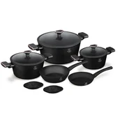 Zestawy garnków i patelni - Zestaw garnków 10el. Fashion FTV-0046 Matte Black-Rose Gold - miniaturka - grafika 1