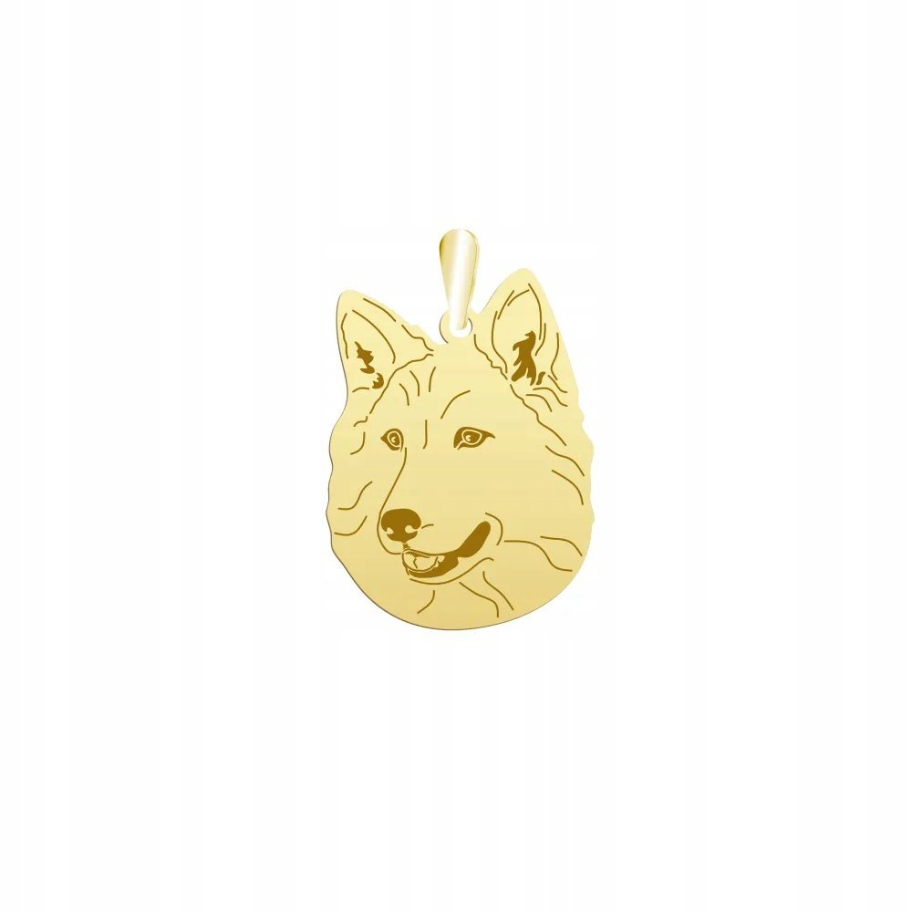 Zawieszka Złota z psem White Swiss Shepherd Dog 925 Prezent GRAWER GRATIS