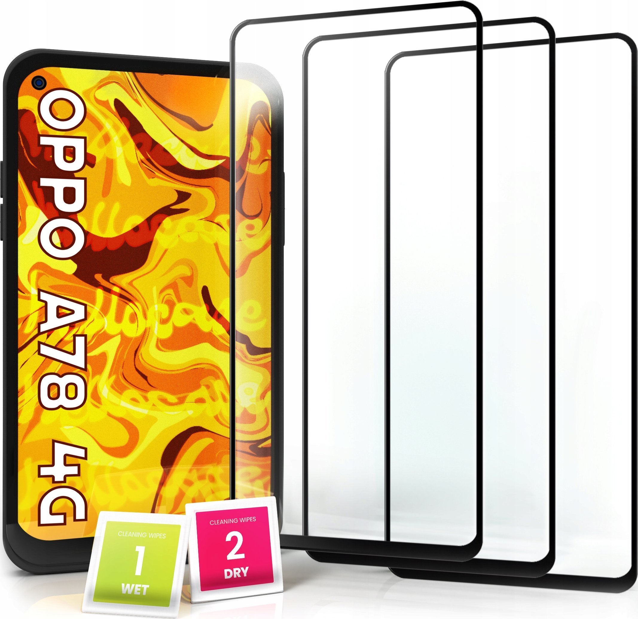 Hello Case 3-pak SZKŁO HARTOWANE DO Oppo A78 na cały ekran 9H ochronne 5D