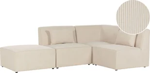 BELIANI Sofa narożnik lewostronny modułowa beżowa sztruksowa z otomaną 3-osobowa nowoczesna kanapa z poduszką - Narożniki BELIANI Sofa narożnik lewostronny modułowa beżowa sztruksowa z otomaną 3-osobowa nowoczesna kanapa z poduszką - Narożniki - miniaturka - grafika 1