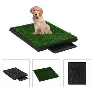 VidaXL Toaleta dla zwierząt z tacą i sztuczną trawą, zieleń, 63x50x7cm - Maty do nauki czystości - miniaturka - grafika 1