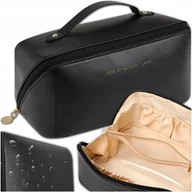 Kosmetyczki, organizery i kuferki - Kosmetyczka Damska Rozkładana Podróżna Skórzana Czarna - miniaturka - grafika 1