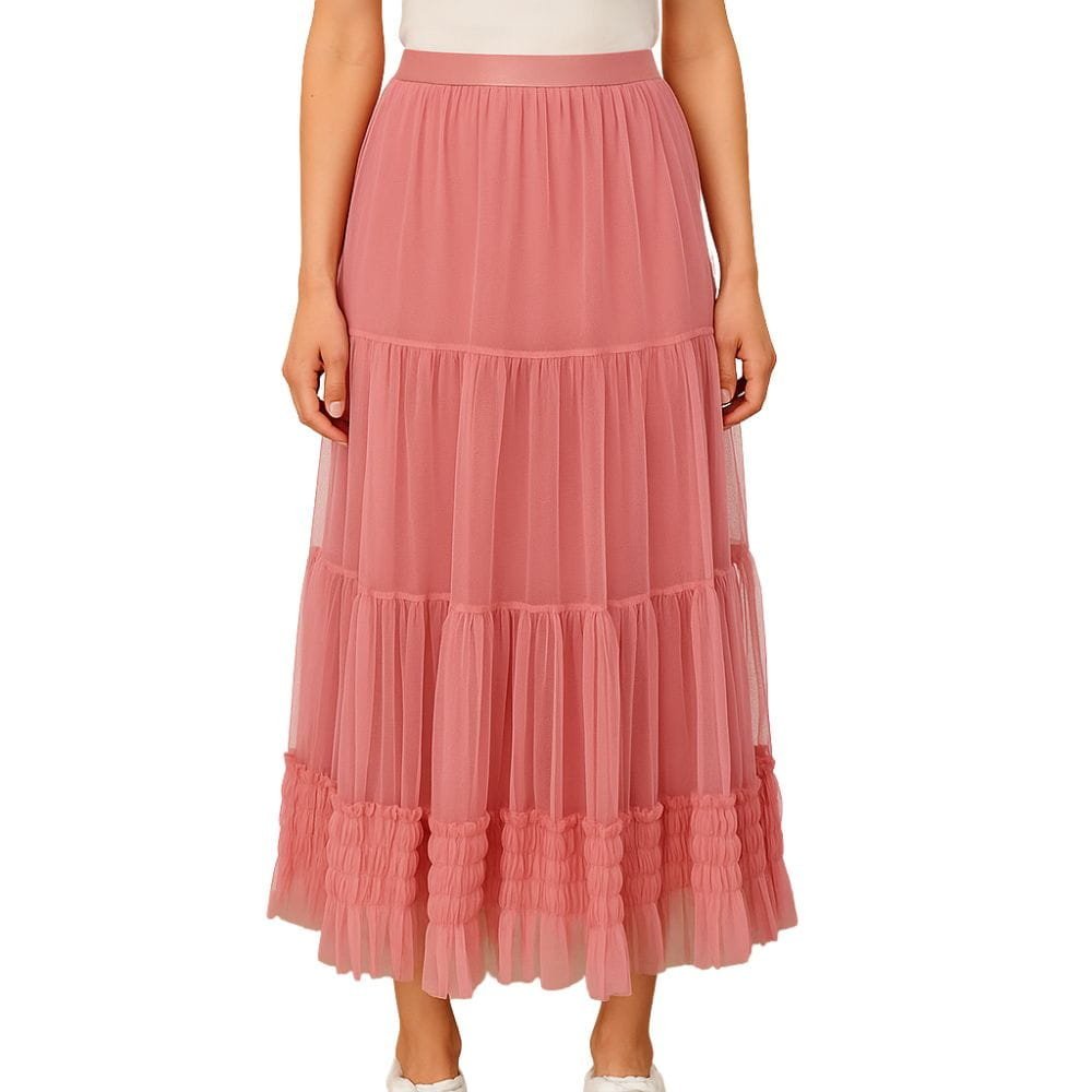 Spódniczka casual pudrowa różowa tiulowa uniwersalna