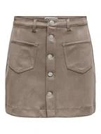 Spódnice - ONLY Spódnica z imitacji skóry Amazing 15351289 Beżowy Slim Fit - miniaturka - grafika 1