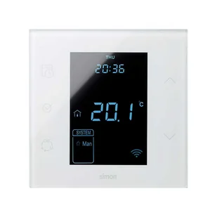 Kontakt Simon Termostat iO z czujnikiem zewnętrzym. Wersja kompletna - monoblock do puszki 1-krotnej biały 10A - Regulatory i termostaty - miniaturka - grafika 1