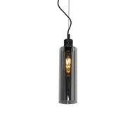 Lampy sufitowe - QAZQA Nowoczesna lampa wisząca czarna z przydymionym szkłem - Stavelot - miniaturka - grafika 1
