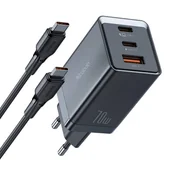 Ładowarki do telefonów - Ładowarka sieciowa GaN Mcdodo CH-1543, 2x USB-C, 1x USB, 67W + kabel USB-C do USB-C 2m (czarna) - miniaturka - grafika 1