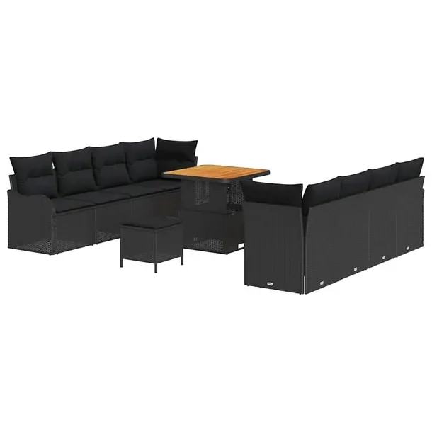 Zestaw Modułowej Sofy Ogrodowej z Rattanu dla 4 Osób, Czarny, 60 cm Głę