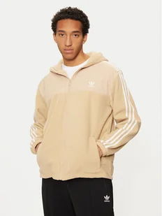 adidas Bluza adicolor 3-Stripes Teddy IZ2487 Beżowy Regular Fit - Bluzy męskie - miniaturka - grafika 1