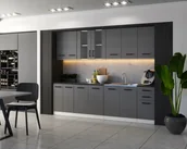 Meble kuchenne - Meble Kuchenne Kuchnia Zestaw Szafki Modułowe Blat Jola 2,6M Grafit - miniaturka - grafika 1