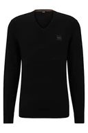 Bluzy męskie - BOSS Męska bluza Knitted, czarna, L - miniaturka - grafika 1