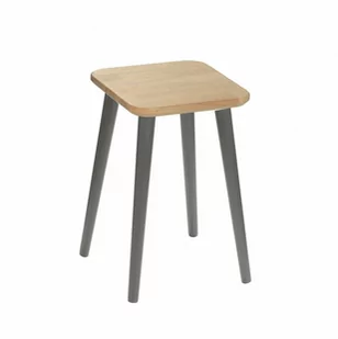 Taboret kwadratowy z litego dębu Modern Oak, Wykończenie nogi - buk - farba grafitowa, Wysokość [cm] - 47, Wymiar siedziska [cm] - 30x30 - Taborety i hokery - miniaturka - grafika 1