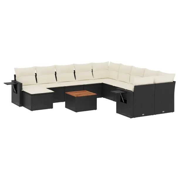 Zestaw wypoczynkowy rattan PE 12 el. czarny 55x55x69cm