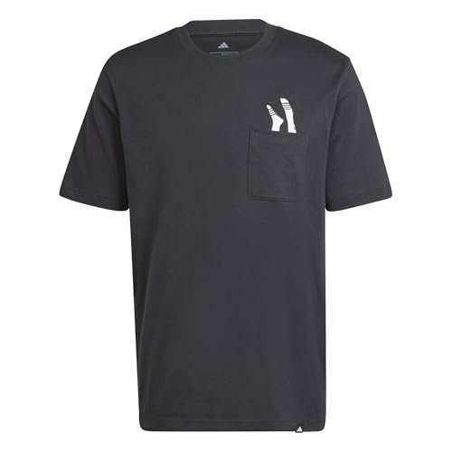 adidas Mężczyźni LOUNGE SLIDES GRAPHIC POCKET T-SHIRT, Black, S