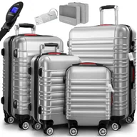 Walizki - Zestaw walizek Baseline 4-częściowy, srebrne akcesoria ABS - miniaturka - grafika 1