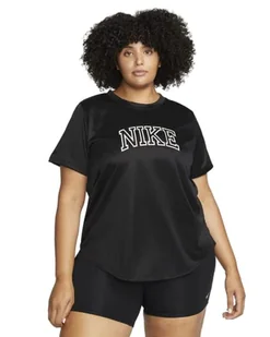 Nike Damska tunika W Nk Df Swoosh Run Ss Top Plus do karmienia, czarny/biały/biały, 54, czarny/biały/biały., 5XL - Koszulki i topy damskie - miniaturka - grafika 1