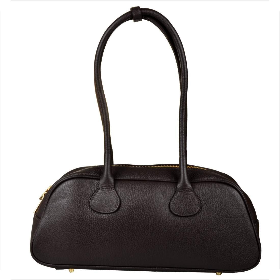 Borse in Pelle skórzana torba typu jamnik kuferek brąz czekolada