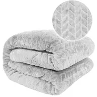 Koce - Miękki koc pled narzuta na łóżko FUERO 150x200 J.SZARY - miniaturka - grafika 1