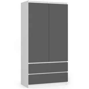 Szafa S 90 cm 2 drzwi 2 szuflady - biała-grafit szary - Szafy - miniaturka - grafika 1