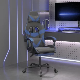 Lumarko Obrotowy fotel gamingowy z podnóżkiem, czarno-niebieski - Fotele gamingowe - miniaturka - grafika 1