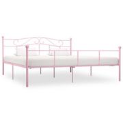 Łóżka - vidaXL Rama łóżka, różowa, metalowa, 200 x 200 cm - miniaturka - grafika 1