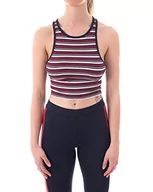 Bluzki damskie - Urban Classics Damska bluzka z prążkowanymi paskami, wielokolorowy (White/Navy/Fire Red 01244), XL - miniaturka - grafika 1