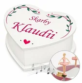 Pozytywki dla dzieci - Szkatułka na biżuterię w kształcie serca z pozytywką i nadrukiem dla dziewczynki dziewczyny na imieniny walentynki - miniaturka - grafika 1