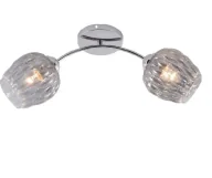 Lampy sufitowe - Chromowy żyrandol z dwoma kloszami o falistym kształcie - 4X V188 P6-G57 - miniaturka - grafika 1