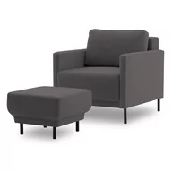 Fotele - Fotel welurowy z podnóżkiem, Laya 70, ciemny szary - miniaturka - grafika 1