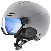 Kaski narciarskie - Uvex Wanted Visor, kask narciarski z daszkiem, szary - miniaturka - grafika 1