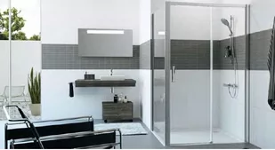 Huppe Classics 2 EasyEntry 4-kąt Drzwi suwane 1-częściowe ze stałym segmentem 115x200 cm mocowanie lewe, profile srebrne matowe, szkło przezroczyste Anti-Plaque C25303087322 - Ścianki i drzwi prysznicowe - miniaturka - grafika 1
