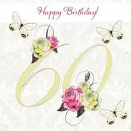 Kartki okolicznościowe i zaproszenia - Clear Creations Karnet na 60 urodziny z kryształkiem Swarovskiego w róże i motyle - miniaturka - grafika 1