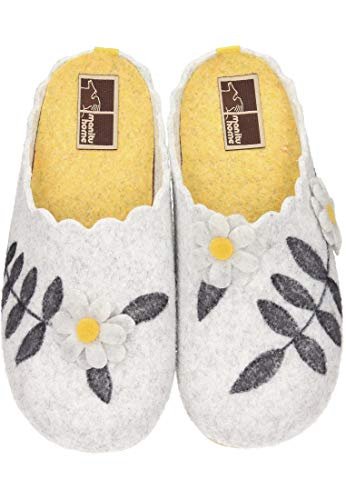 Manitu Damskie kapcie domowe pantofle, szary - szary - 35 EU