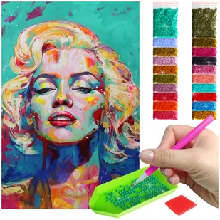 Haft Diamentowy ARTULIO, Obraz DIY 5D, Diamond Painting, Mozaika Diamentowa 40X60cm (Abstrakcyjna Marilyn Monroe) + Zestaw Akcesoriów - Zabawki kreatywne - miniaturka - grafika 1